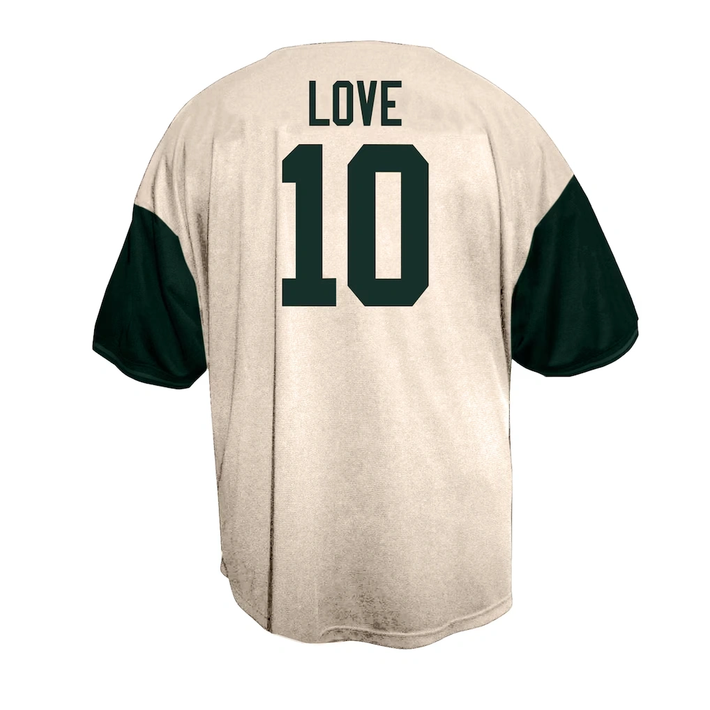 Men's Green Bay Packers Jordan Love Fanatics Cream Big & Tall Baseball Button-Up Shirt