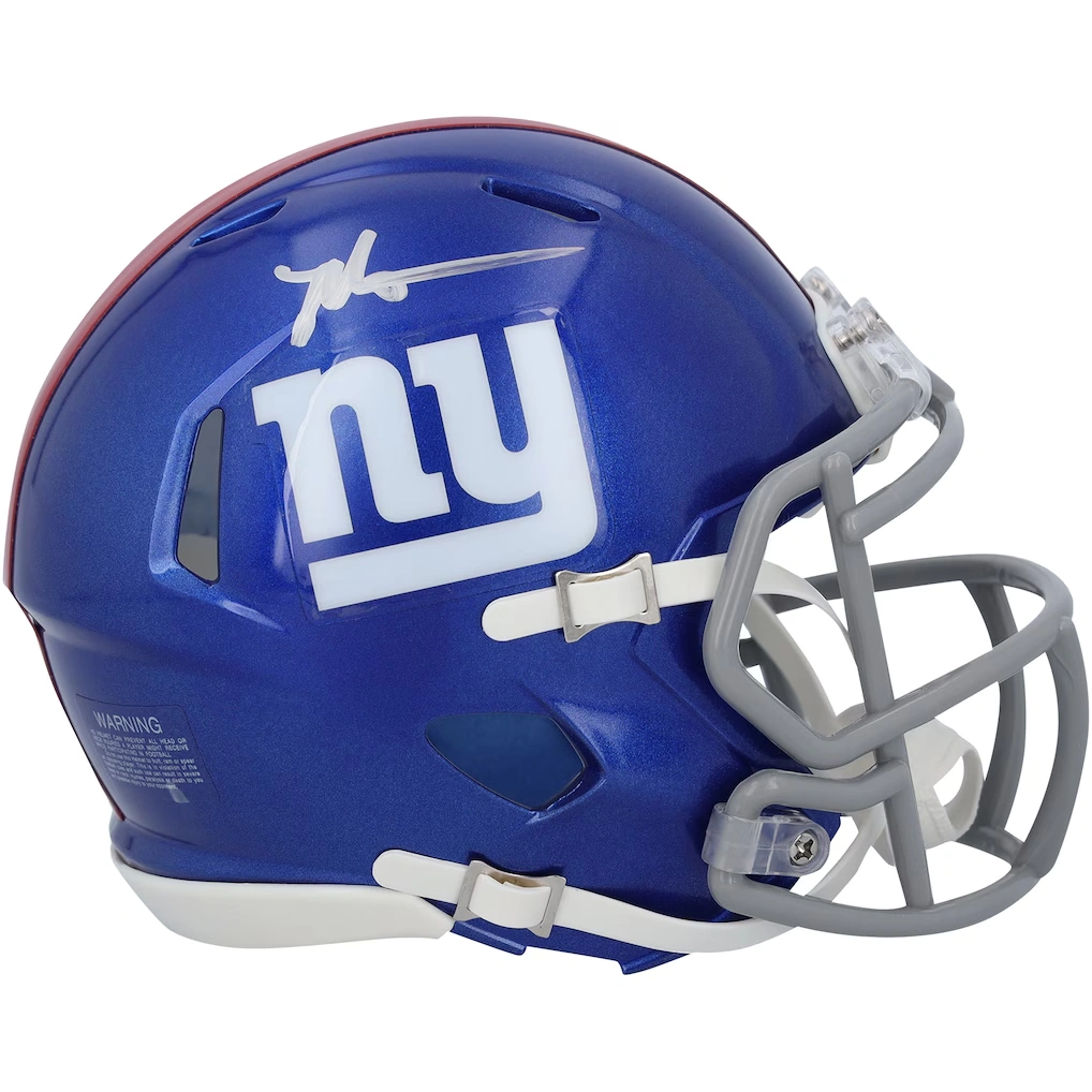 Malik Nabers New York Giants Autographed Fanatics Authentic Riddell Speed Mini Helmet