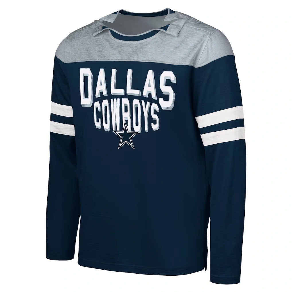 Men's Dallas Cowboys G-III Sports by Carl Banks Navy/Silver Adaptive Hail Mary Long Sleeve T-Shirt