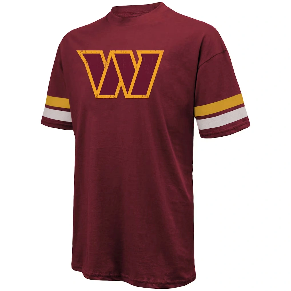 Men's Washington Commanders Jayden Daniels Majestic Threads Burgundy Name & Number Oversize Fit T-Shirt