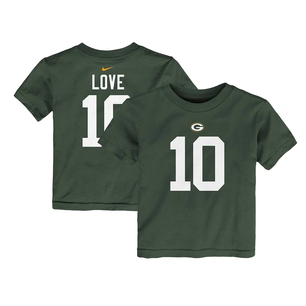 Toddler Green Bay Packers Jordan Love Nike Green Player Name & Number T-Shirt