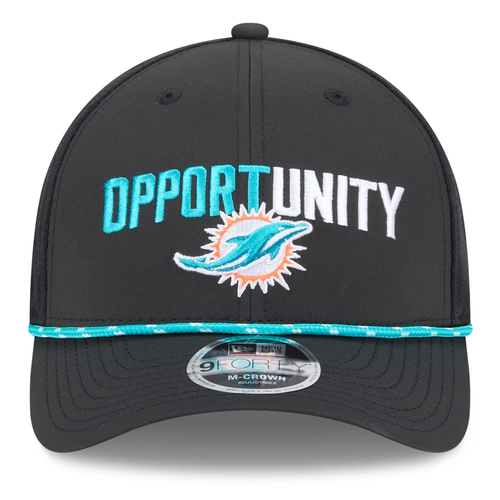 Men's Miami Dolphins New Era Black 2025 Inspire Change 9FORTY M-Crown Adjustable Hat
