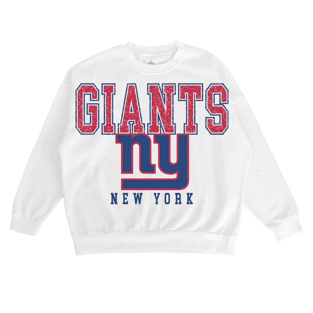 Women's New York Giants Gameday Couture White Sunday Drives Oversized Crewneck Pullover Sweatshirt 8 Women's New York Giants Gameday Couture White Sunday Drives Oversized Crewneck Pullover Sweatshirt