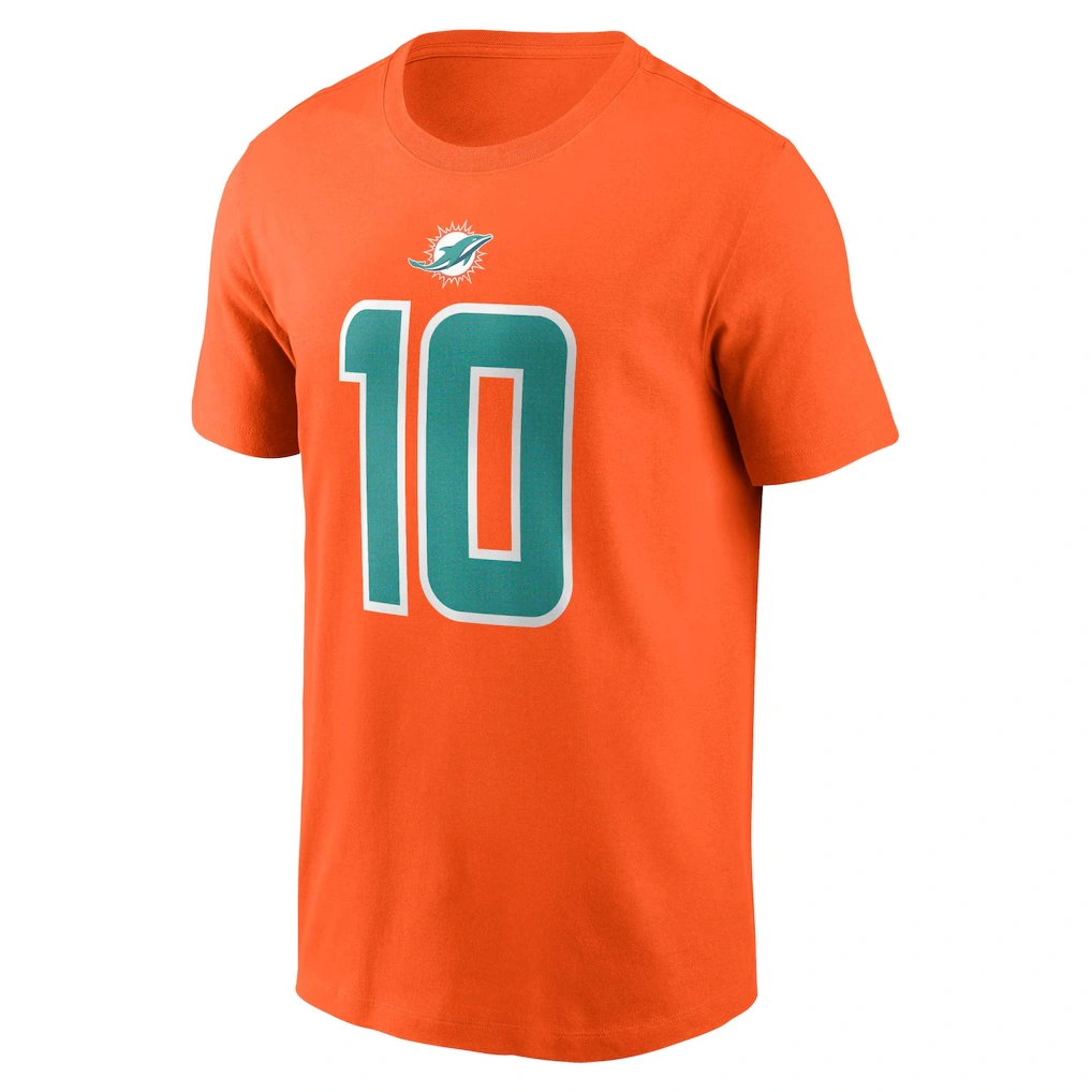 Men's Miami Dolphins Tyreek Hill Nike Orange Player Name & Number T-Shirt