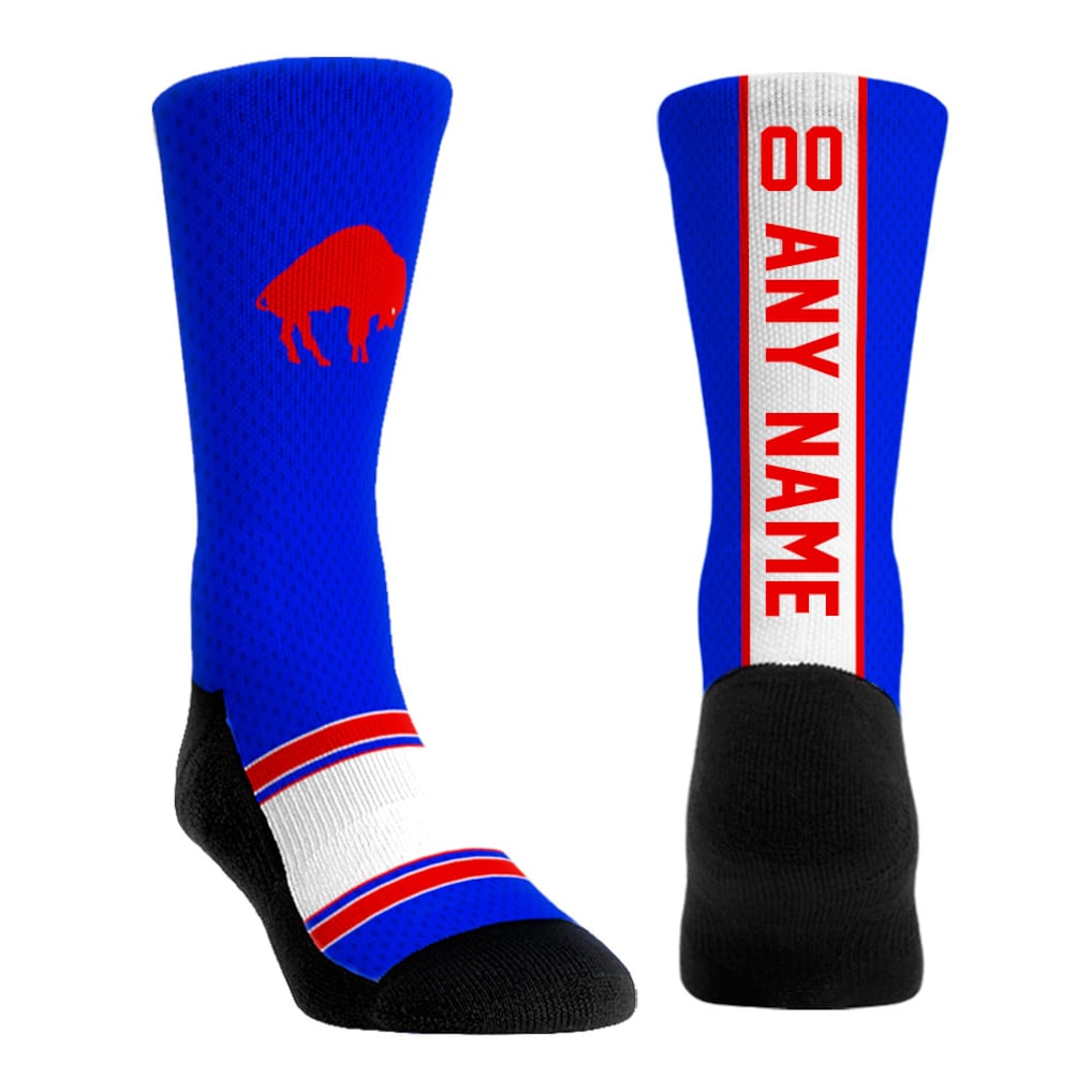 Unisex Buffalo Bills Rock Em Socks Royal Throwback Jersey Custom Crew Socks