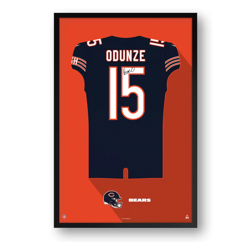 Chicago Bears Rome Odunze Framed 14" x 20" Jersey Art Print