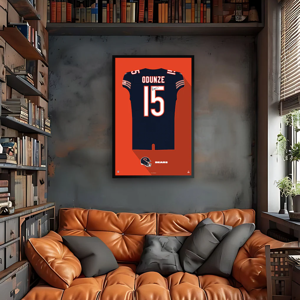 Chicago Bears Rome Odunze Framed 14" x 20" Jersey Art Print