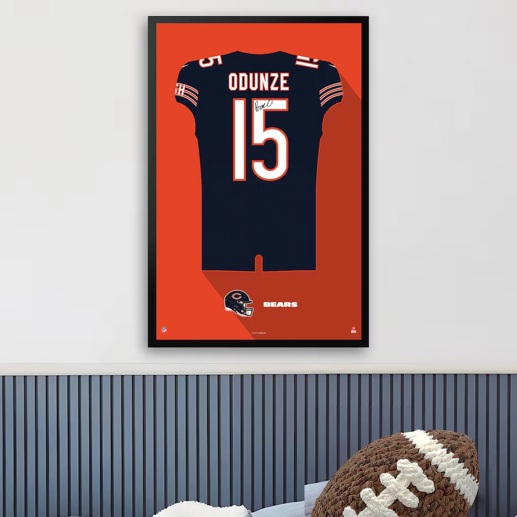 Chicago Bears Rome Odunze Framed 14" x 20" Jersey Art Print