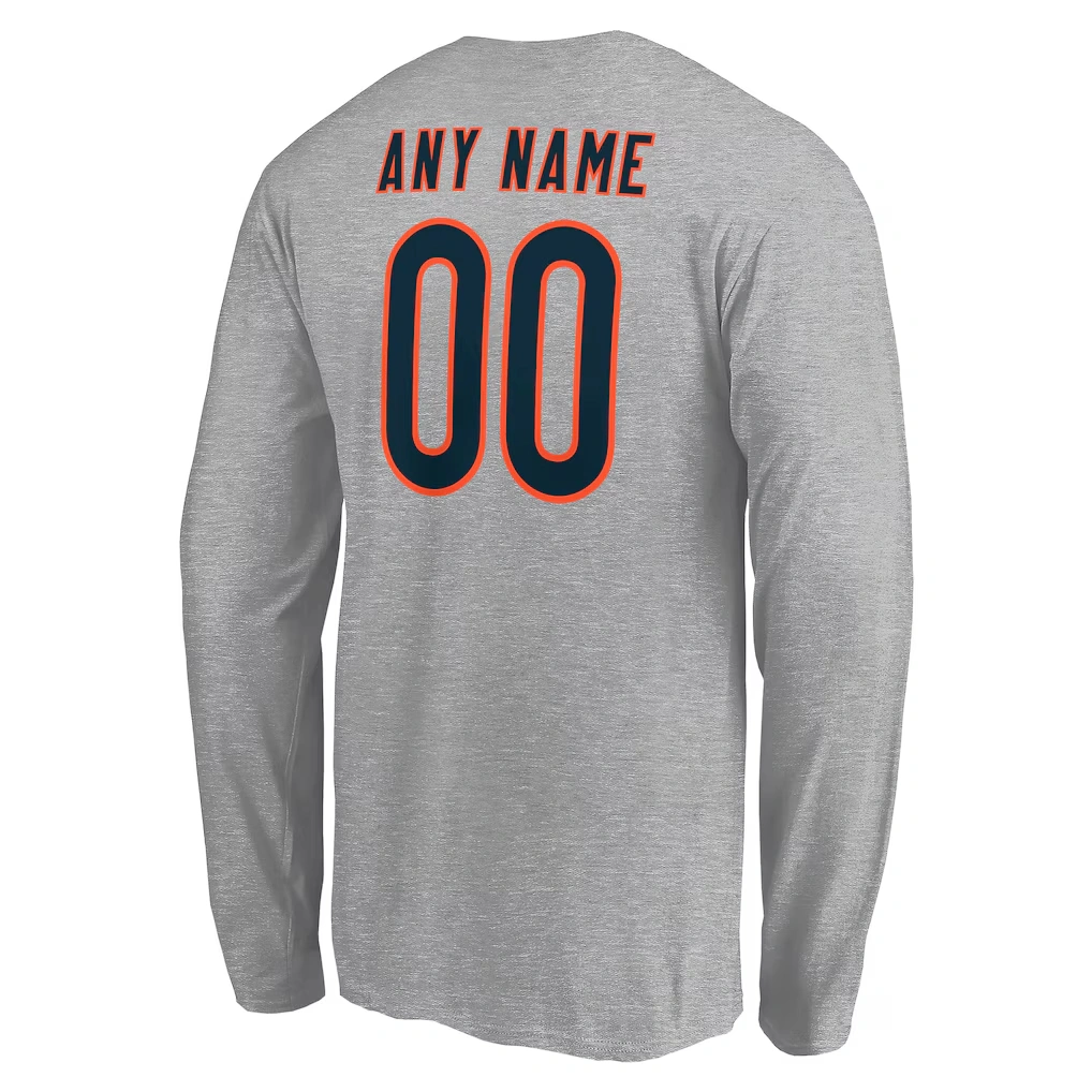 Men's Chicago Bears Gray Team Authentic Custom Long Sleeve T-Shirt