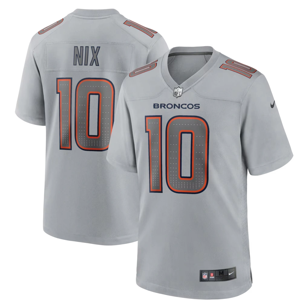 Men's Denver Broncos Bo Nix Nike Gray Atmosphere Fashion Game Jersey