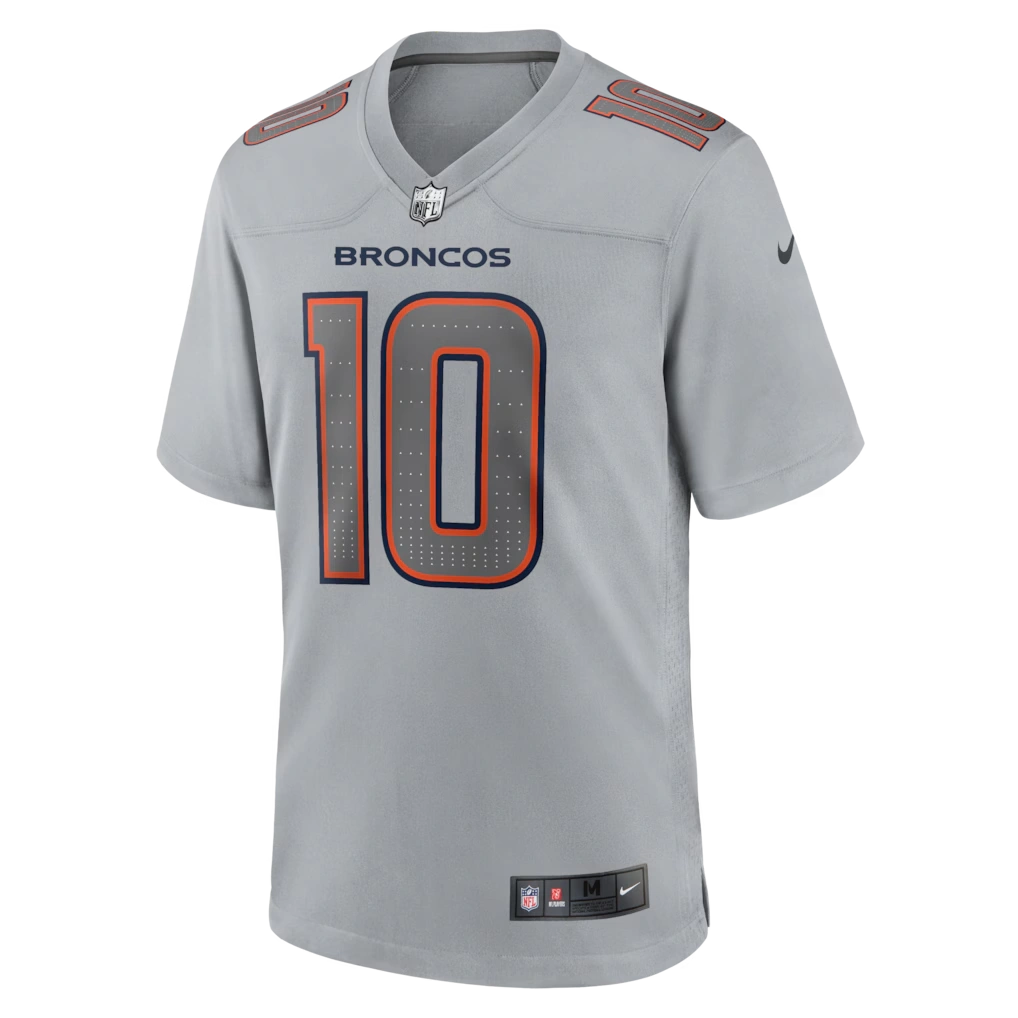 Men's Denver Broncos Bo Nix Nike Gray Atmosphere Fashion Game Jersey