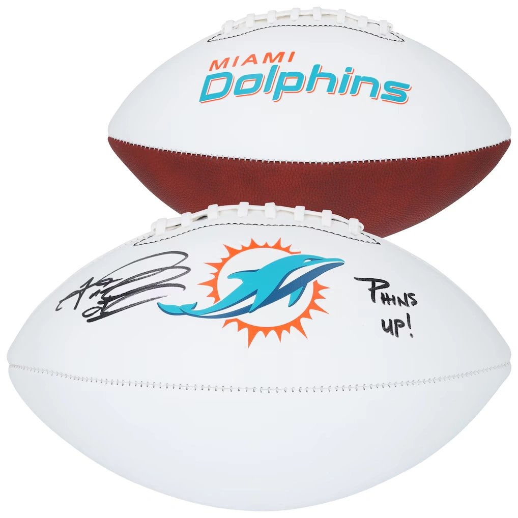 Tua Tagovailoa Miami Dolphins Autographed Fanatics Authentic Franklin White Panel Football with "Phins Up!" Inscription