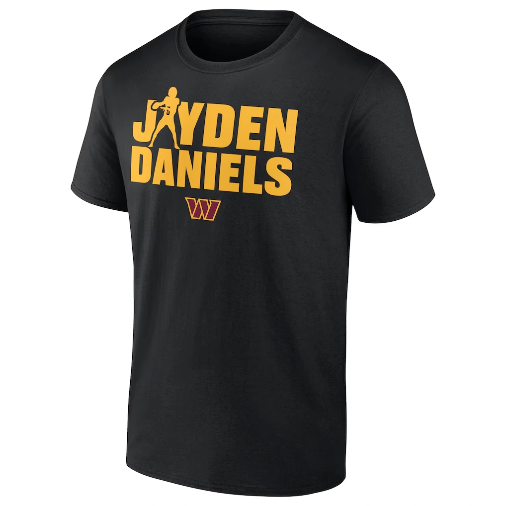 Men's Washington Commanders Jayden Daniels Black Play Motion T-Shirt