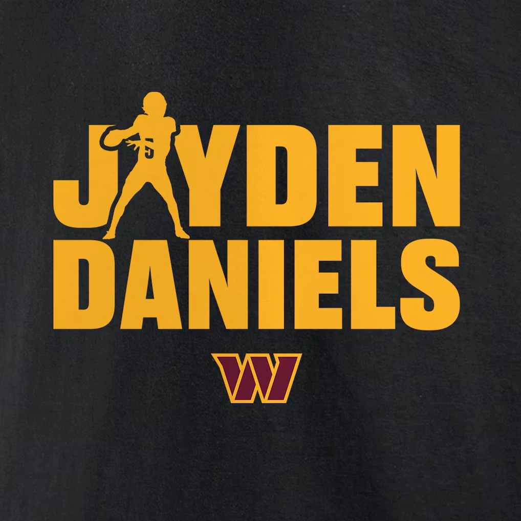 Men's Washington Commanders Jayden Daniels Black Play Motion T-Shirt