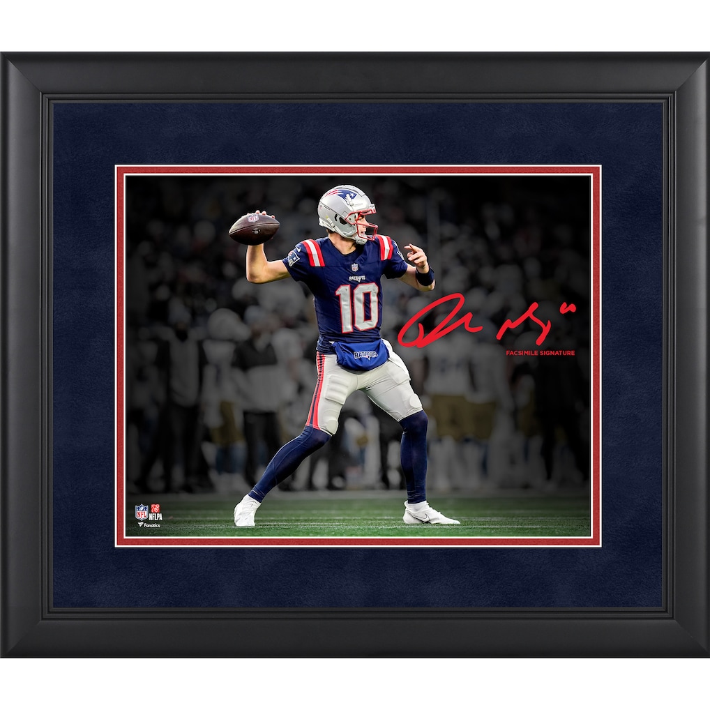 Drake Maye New England Patriots Facsimile Signature Fanatics Authentic Framed 11" x 14" Spotlight Photograph