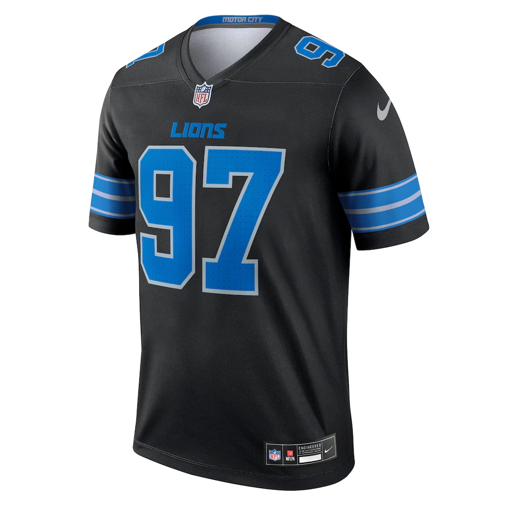 Men's Detroit Lions Aidan Hutchinson Nike Black Legend Player Performance Top