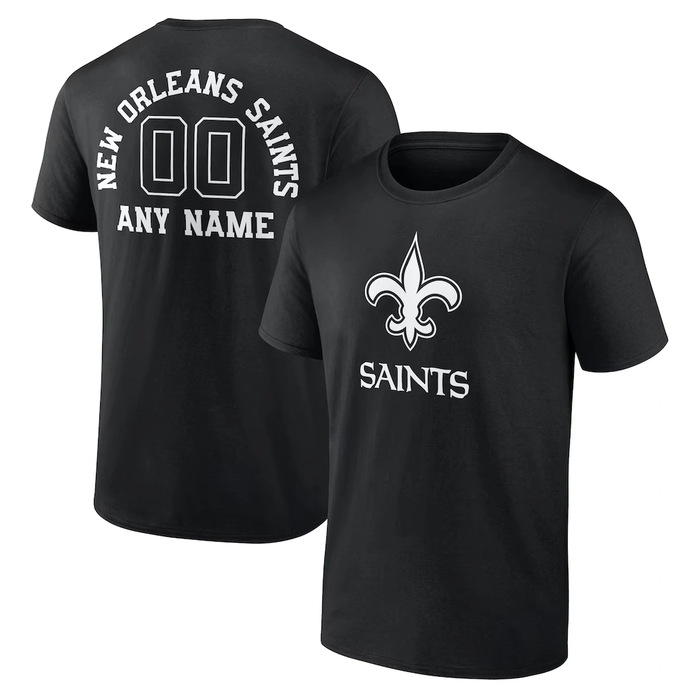 Men's New Orleans Saints Black Personalized Name & Number Monochrome T-Shirt