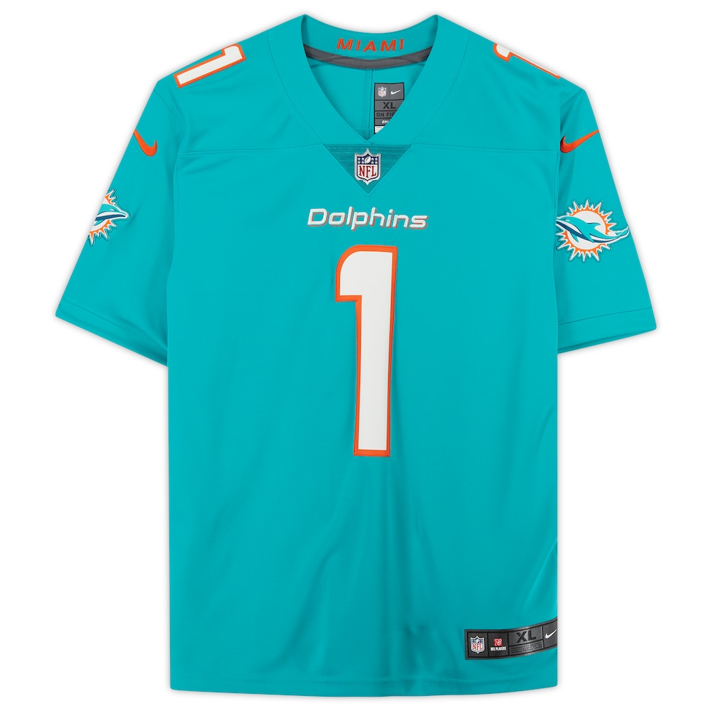 Autographed Miami Dolphins Tua Tagovailoa Fanatics Authentic Aqua Nike Limited Jersey