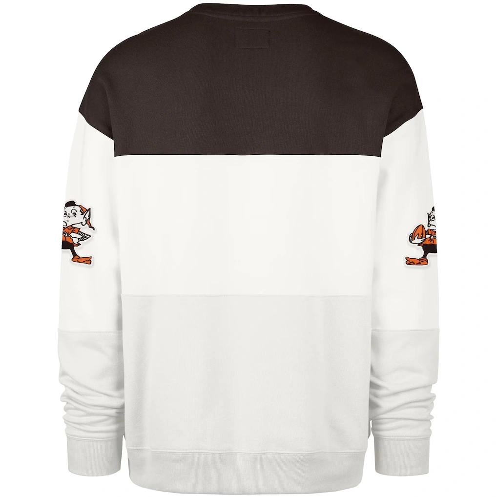 Men's Cleveland Browns '47 White Throwback Breeze Maximalist Sweatshirt