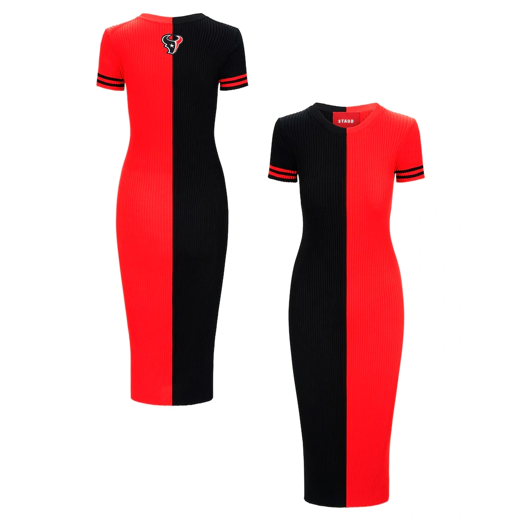 Women's Houston Texans STAUD Navy/Red Colleen Dress