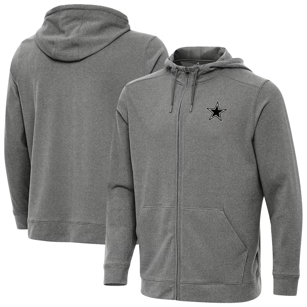 Men's Dallas Cowboys Antigua Heather Black Effortless Full-Zip Hoodie Jacket