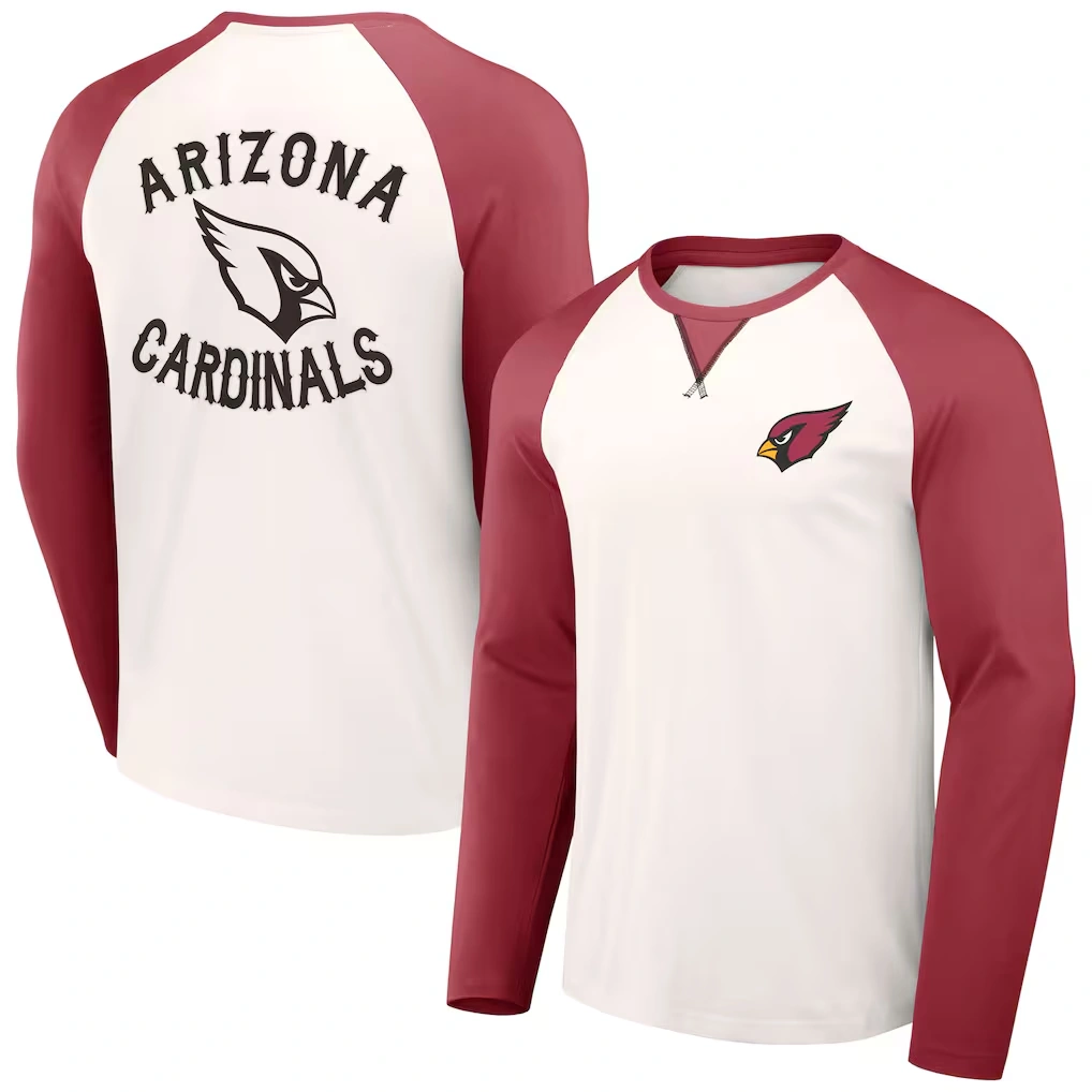 Men's Arizona Cardinals NFL x Darius Rucker Collection by Fanatics Cream/Cardinal Long Sleeve Raglan T-Shirt