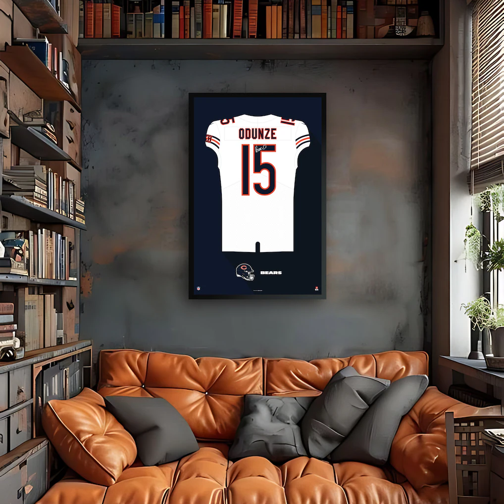 Chicago Bears Rome Odunze Framed 14" x 20" Jersey Art Print