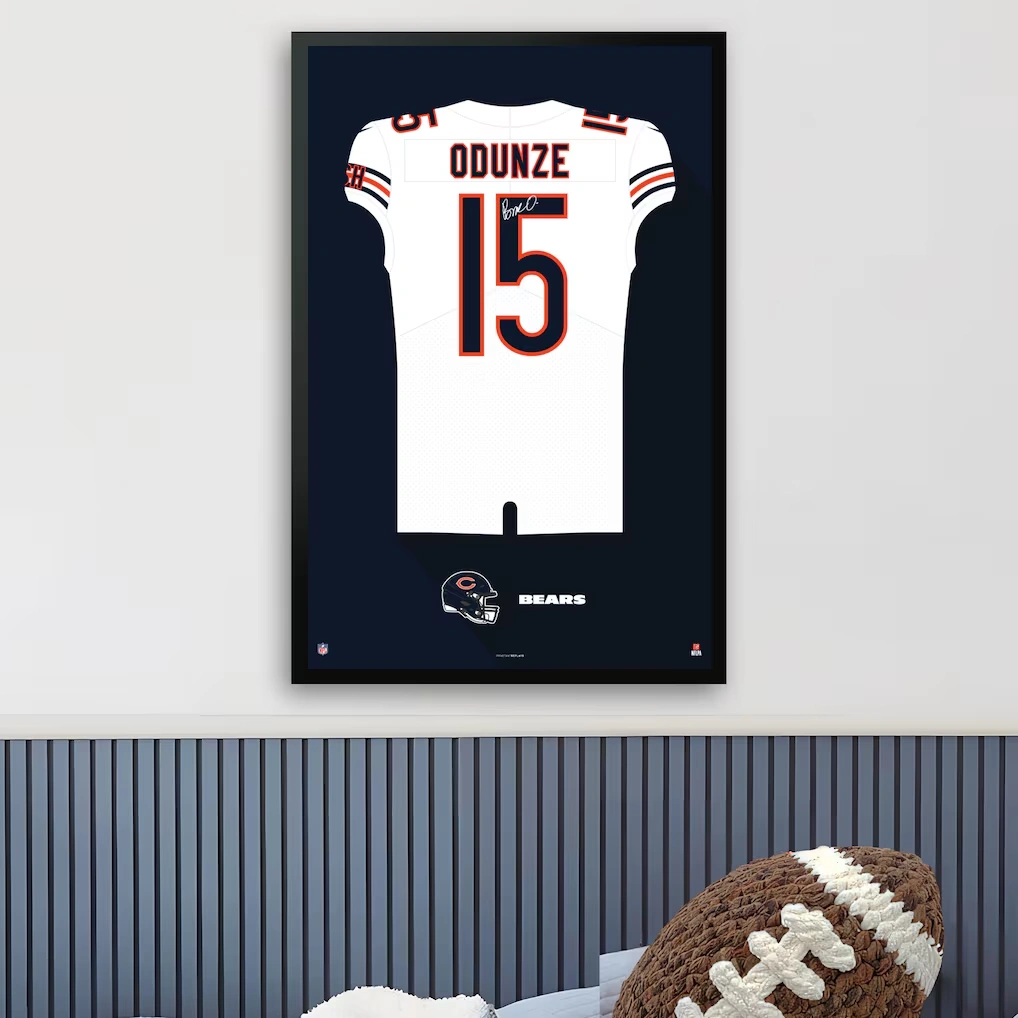 Chicago Bears Rome Odunze Framed 14" x 20" Jersey Art Print