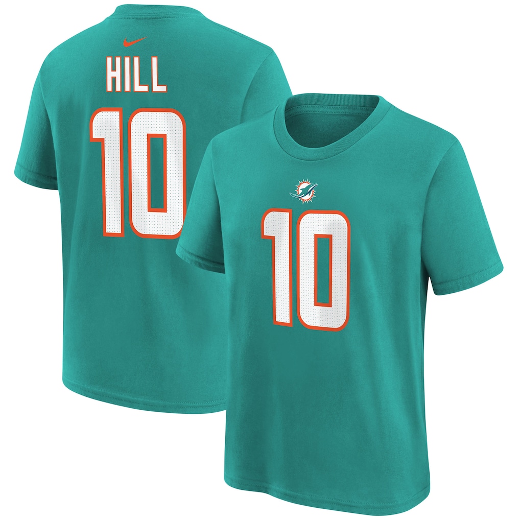Youth Miami Dolphins Tyreek Hill Aqua Nike Player Name & Number T-Shirt