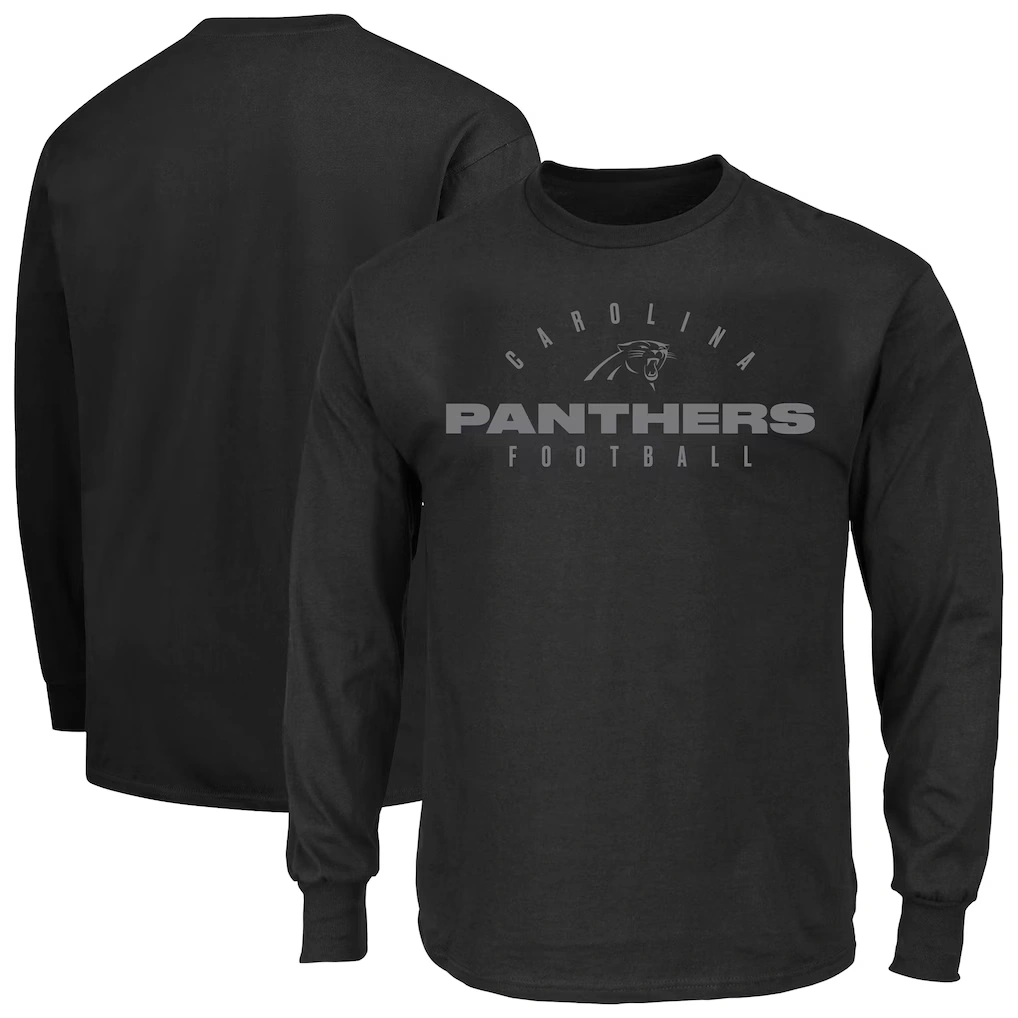 Men's Carolina Panthers Fanatics Black Big & Tall Coverage Scheme Long Sleeve T-Shirt