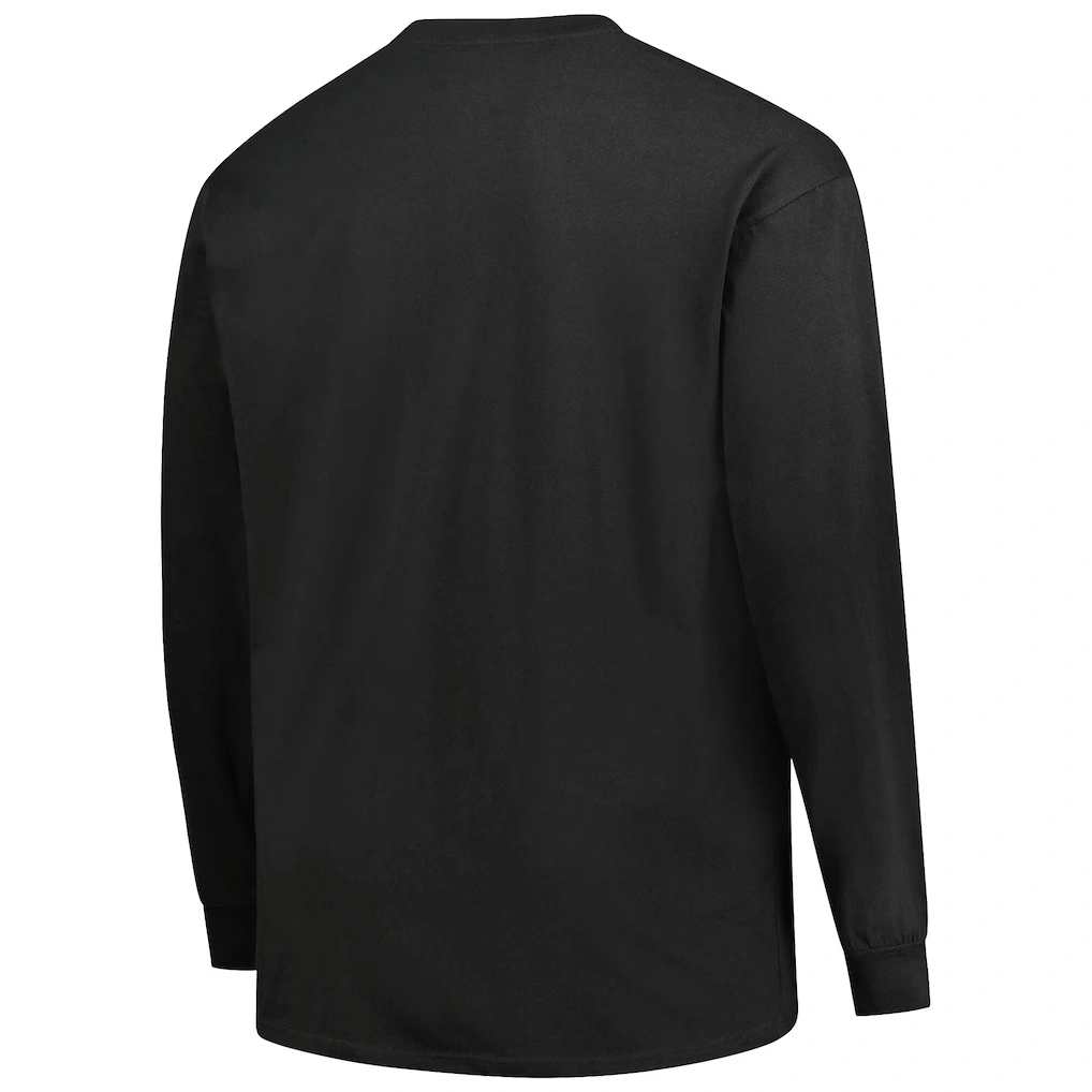 Men's Carolina Panthers Fanatics Black Big & Tall Coverage Scheme Long Sleeve T-Shirt