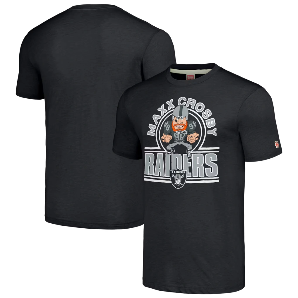 Unisex Las Vegas Raiders Maxx Crosby Homage Charcoal Caricature Player Tri-Blend T-Shirt