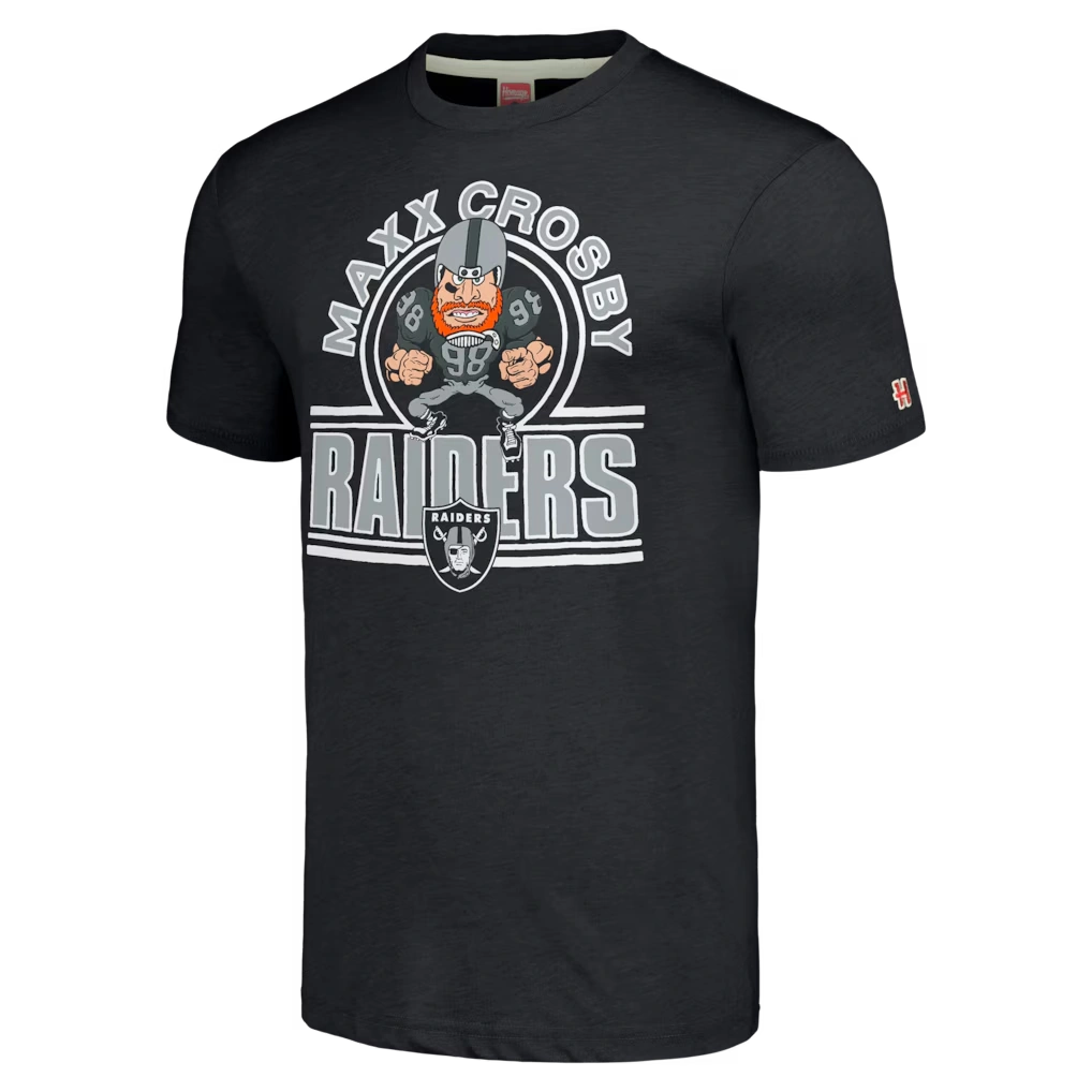 Unisex Las Vegas Raiders Maxx Crosby Homage Charcoal Caricature Player Tri-Blend T-Shirt