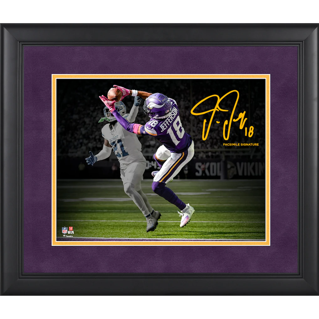 Justin Jefferson Minnesota Vikings Facsimile Signature Fanatics Authentic Framed 11" x 14" Spotlight Photograph