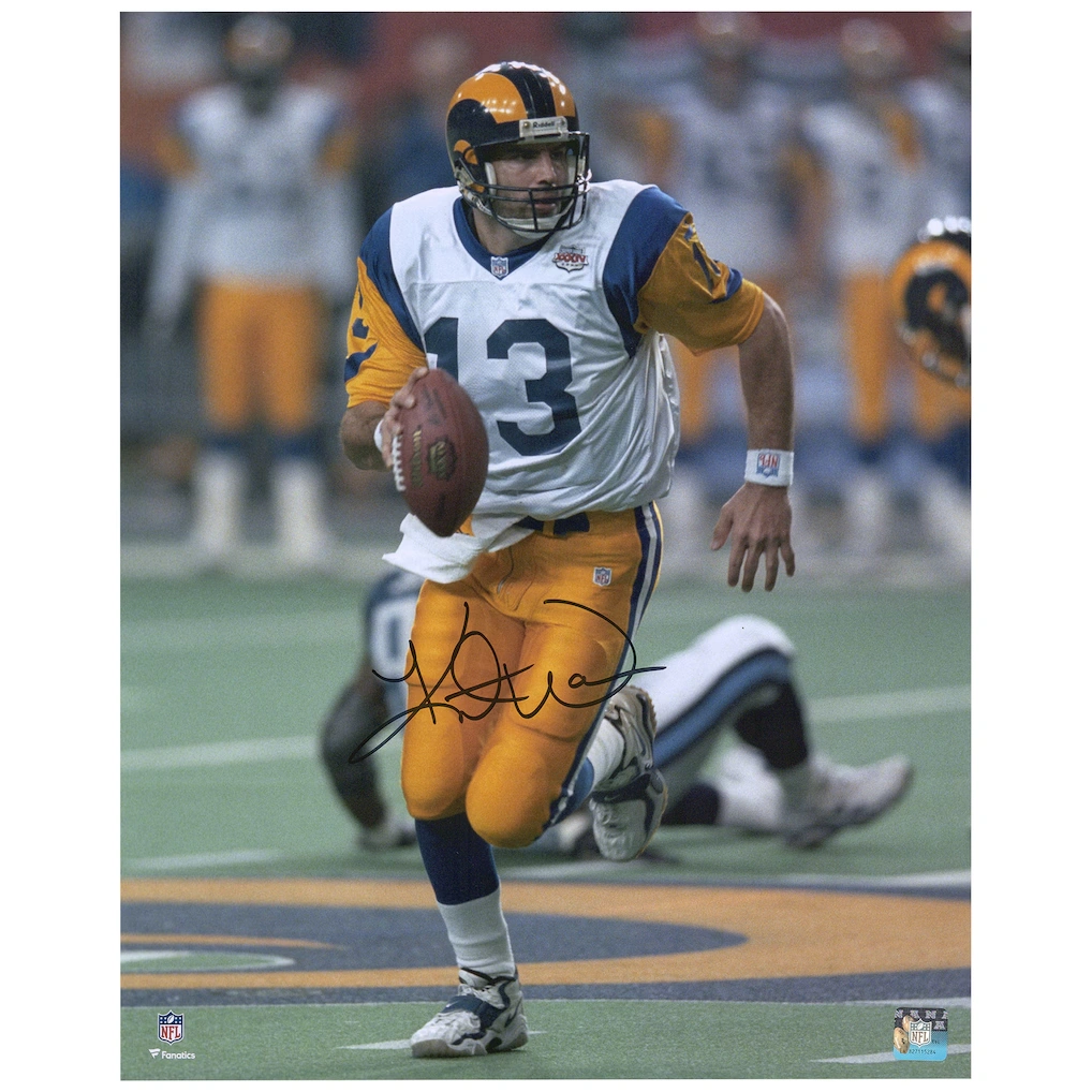 Autographed St. Louis Rams Kurt Warner Fanatics Authentic 16" x 20" White Jersey Super Bowl XXXIV Photograph