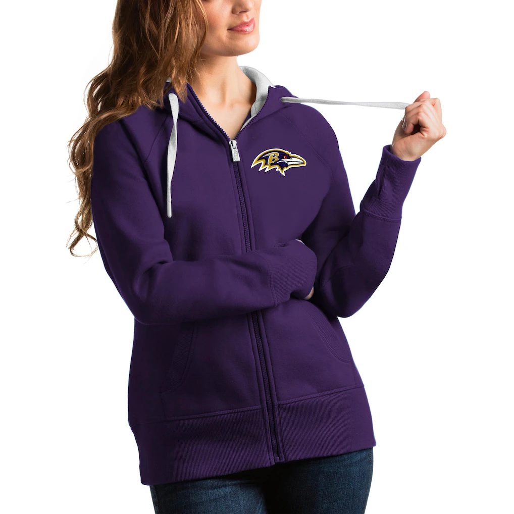 Women's Baltimore Ravens Antigua Purple Victory Full-Zip Hoodie