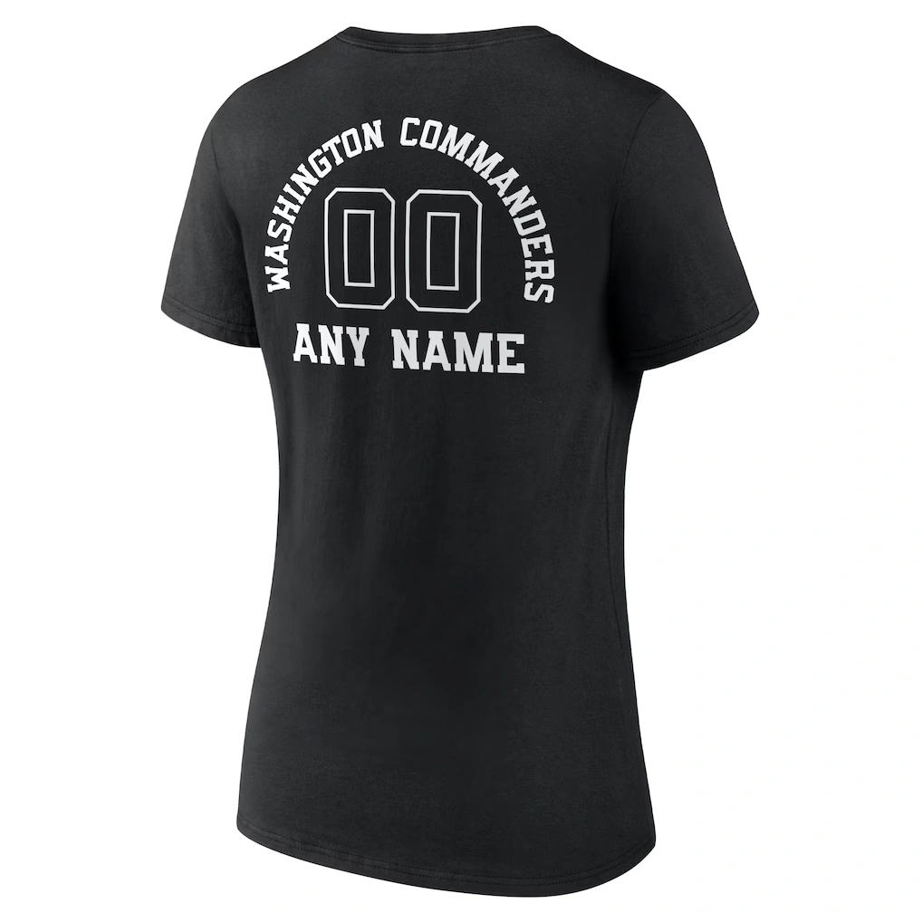Women's Washington Commanders Black Personalized Name & Number Monochrome V-Neck T-Shirt