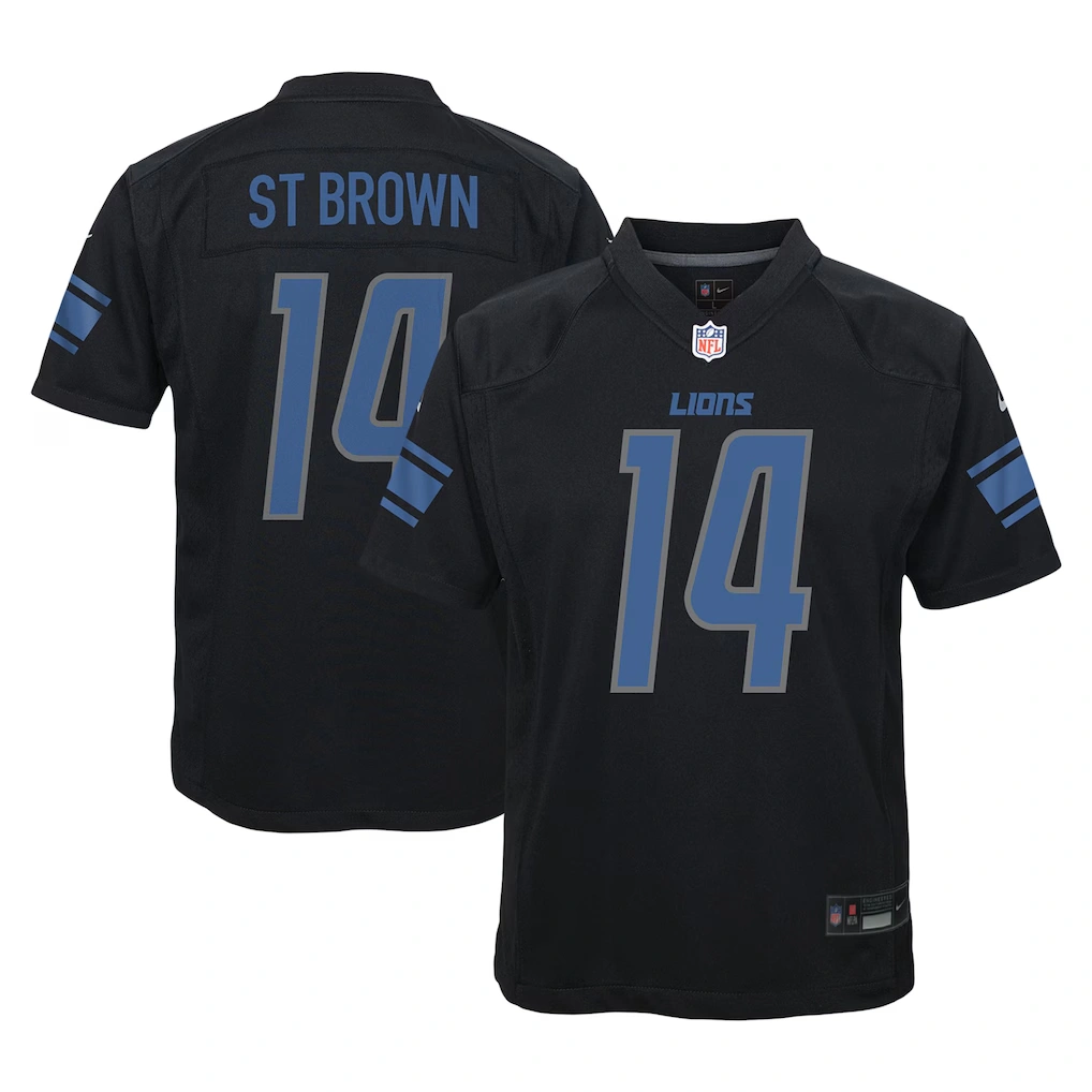 Youth Detroit Lions Amon-Ra St. Brown Nike Black Game Jersey