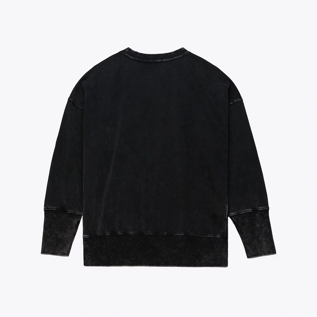 Women's Cleveland Browns Mitchell & Ness Black Delineate Mineral Wash Crewneck Sweatshirt