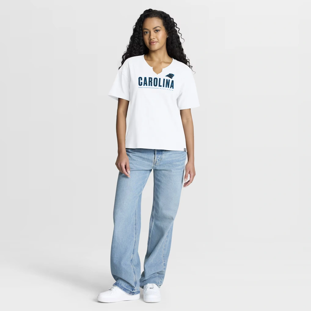 Women's Carolina Panthers Fanatics White Redzone Slub Boxy T-Shirt
