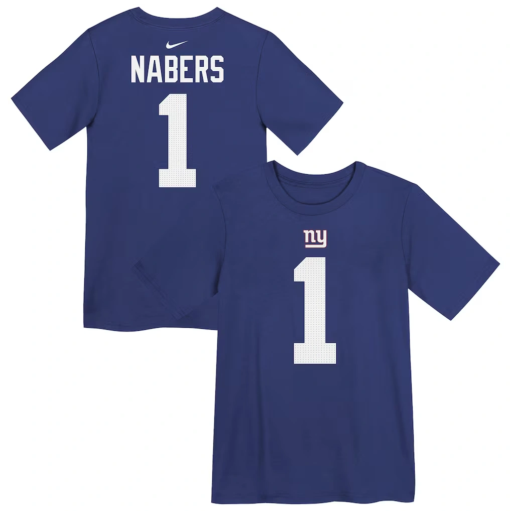 Preschool New York Giants Malik Nabers Nike Royal Name & Number T-Shirt