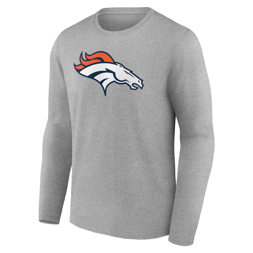 Men's Denver Broncos Gray Team Authentic Custom Long Sleeve T-Shirt