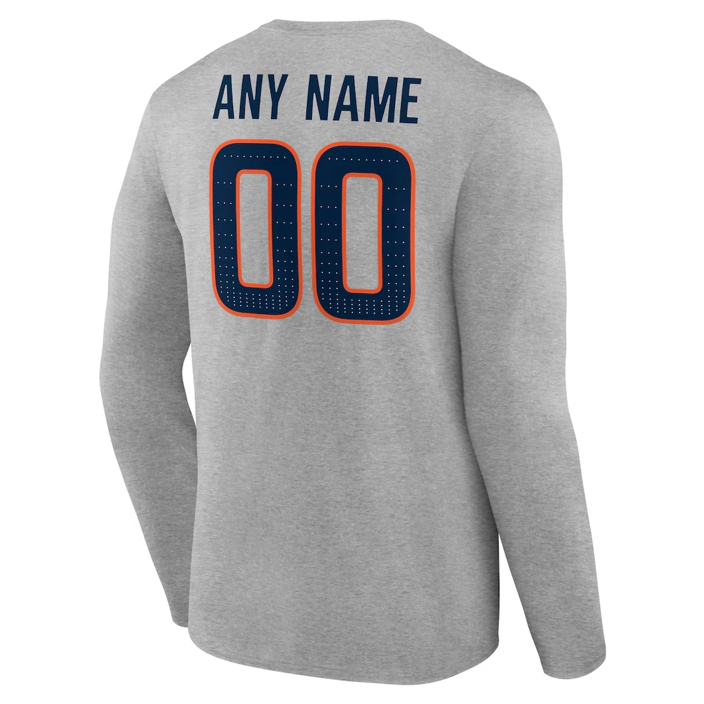 Men's Denver Broncos Gray Team Authentic Custom Long Sleeve T-Shirt