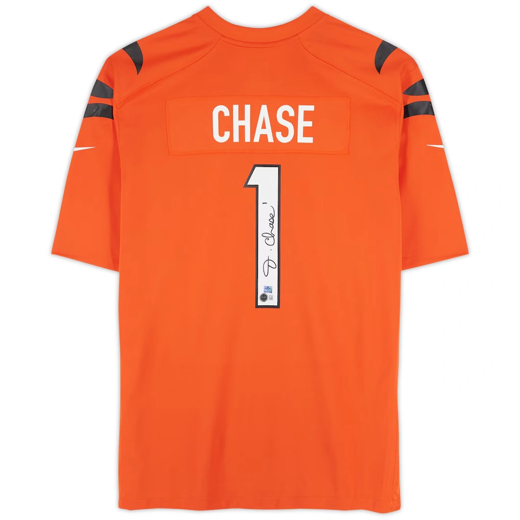 Ja'Marr Chase Cincinnati Bengals Autographed Fanatics Authentic Nike Orange Limited Jersey