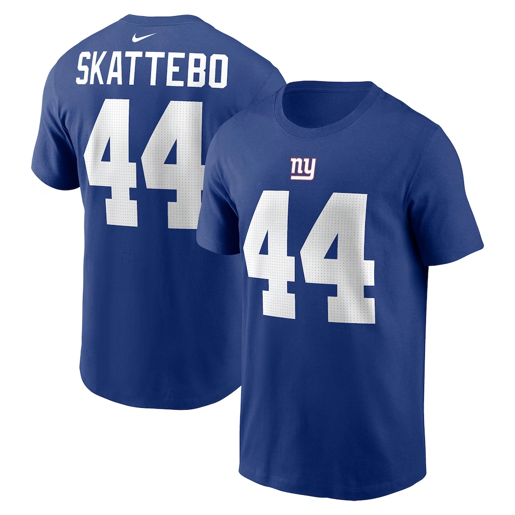 Men's New York Giants Cam Skattebo Nike Royal Name & Number T-Shirt
