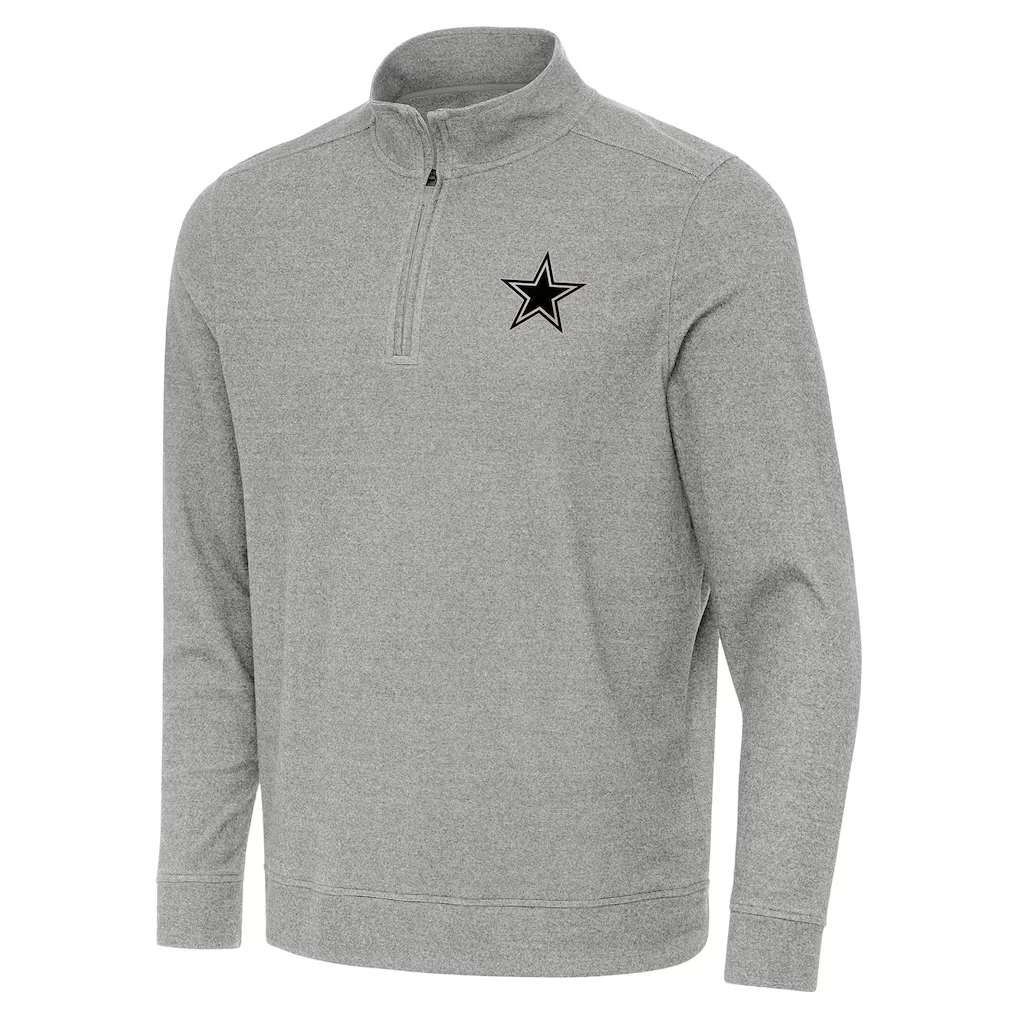 Men's Dallas Cowboys Antigua Heather Gray Subtle Quarter-Zip Top
