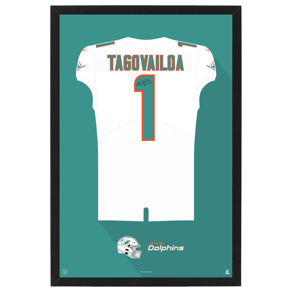 Miami Dolphins Tua Tagovailoa 14" x 20" Framed Jersey Print