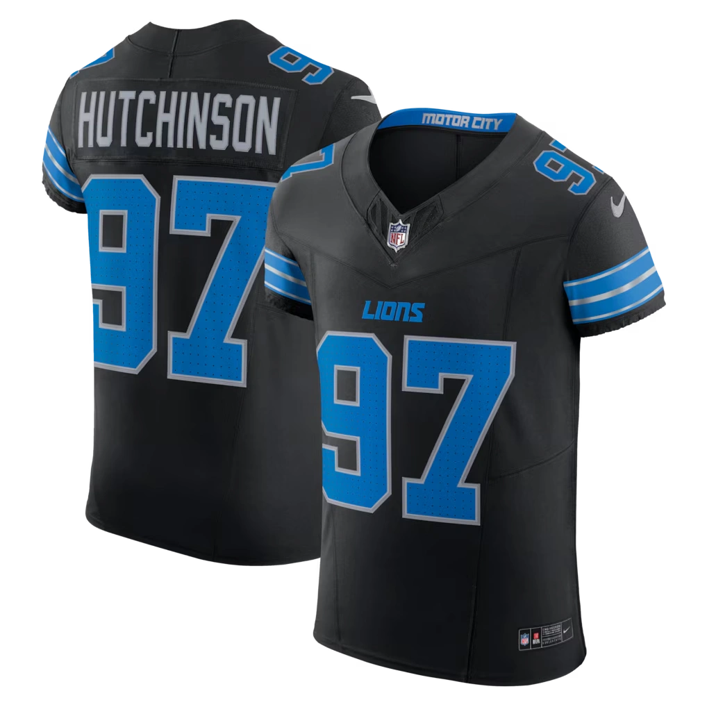 Men's Detroit Lions Aidan Hutchinson Nike Black Alternate Vapor F.U.S.E. Elite Jersey