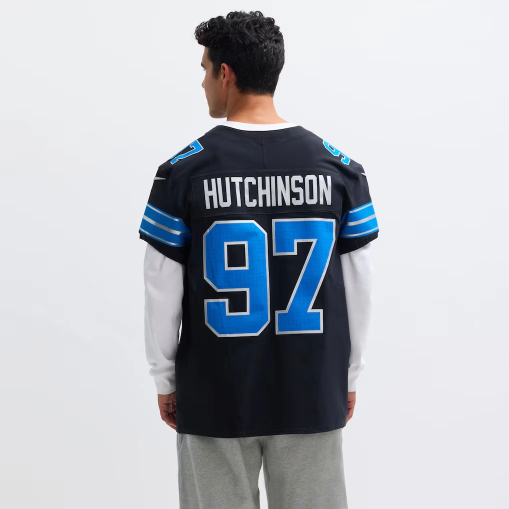 Men's Detroit Lions Aidan Hutchinson Nike Black Alternate Vapor F.U.S.E. Elite Jersey