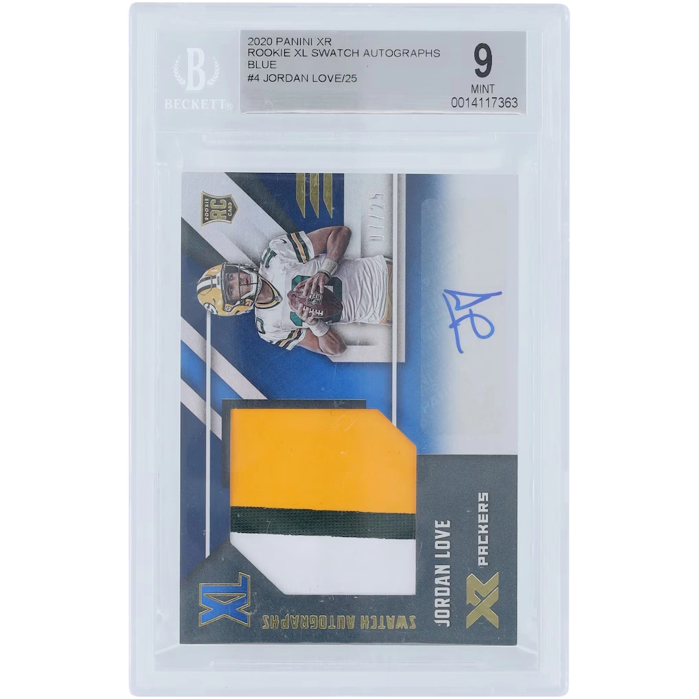 Jordan Love Green Bay Packers Autographed 2020 Panini XR Jumbo Tri-Color Relic #RXL-JL #7/25 BGS Authenticated 9/10 Rookie Card